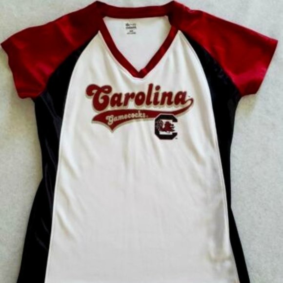 Ladies Carolina Gamecocks V neck Jersey Shirt Medium preowned - Picture 1 of 2